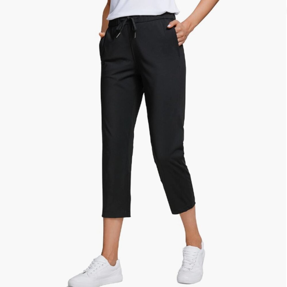 CRZ YOGA 4-Way Stretch Golf Capri Pants Casual Yoga Dress Workout Athletic Trave